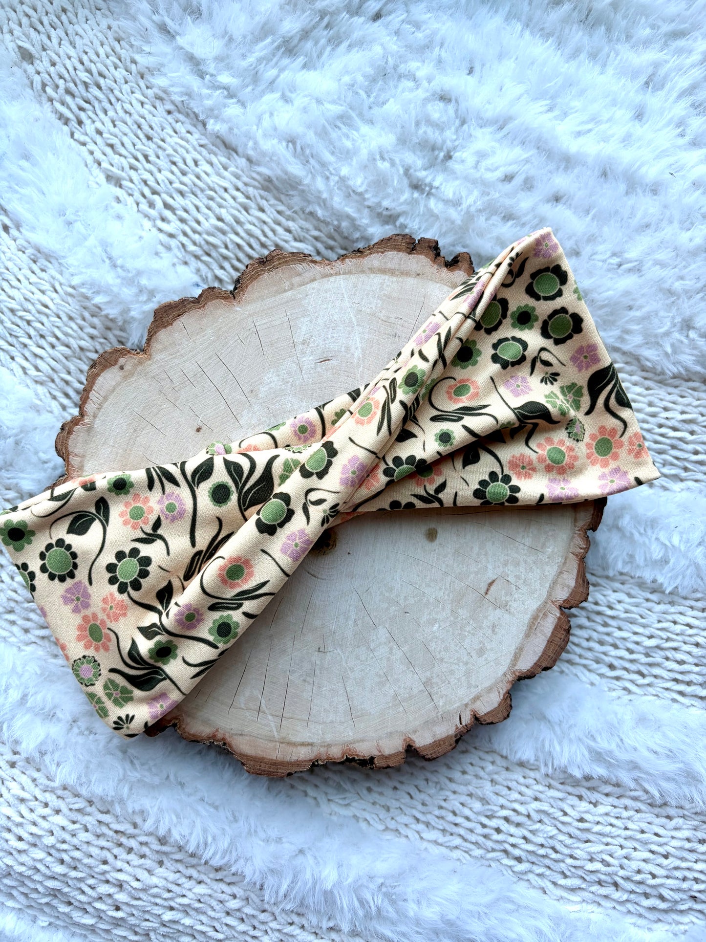 Muted Yellow Boho Floral Flat Twist