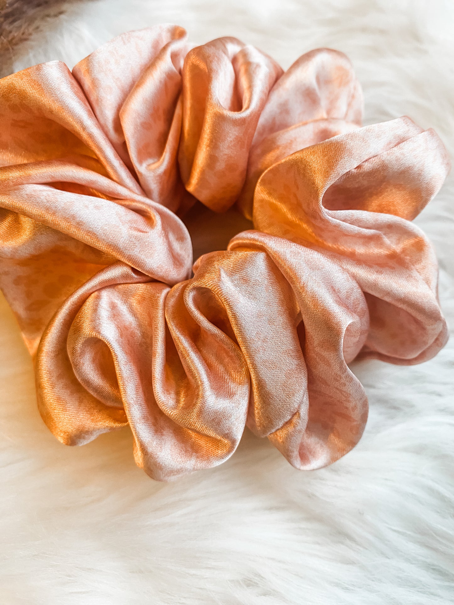 Pink Dainty Floral Jumbo Satin Scrunchie
