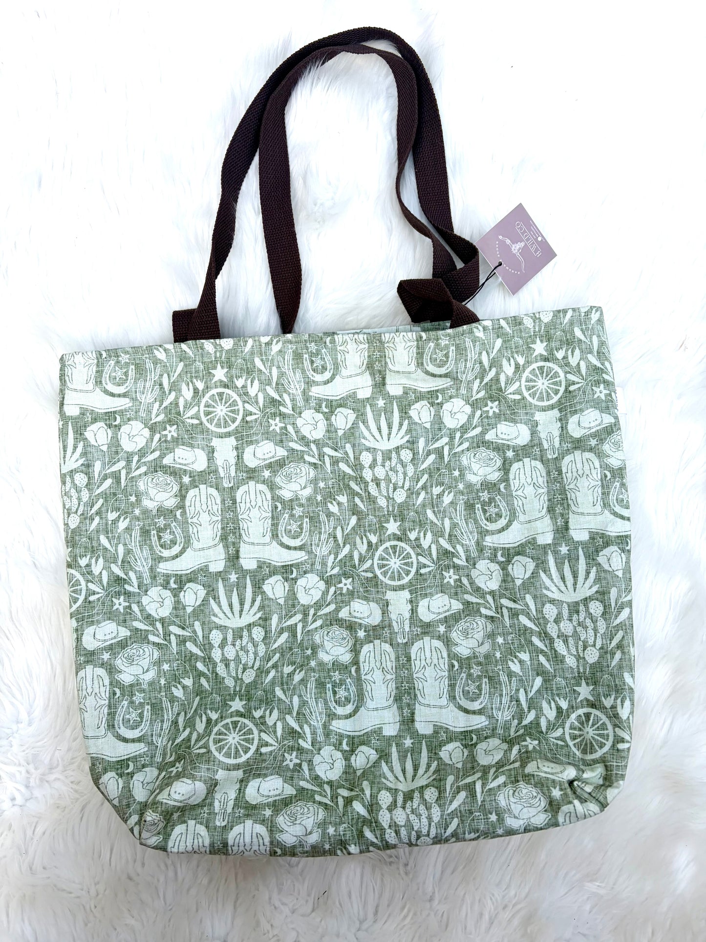 Mint Green Cowgirl Large Tote Bag