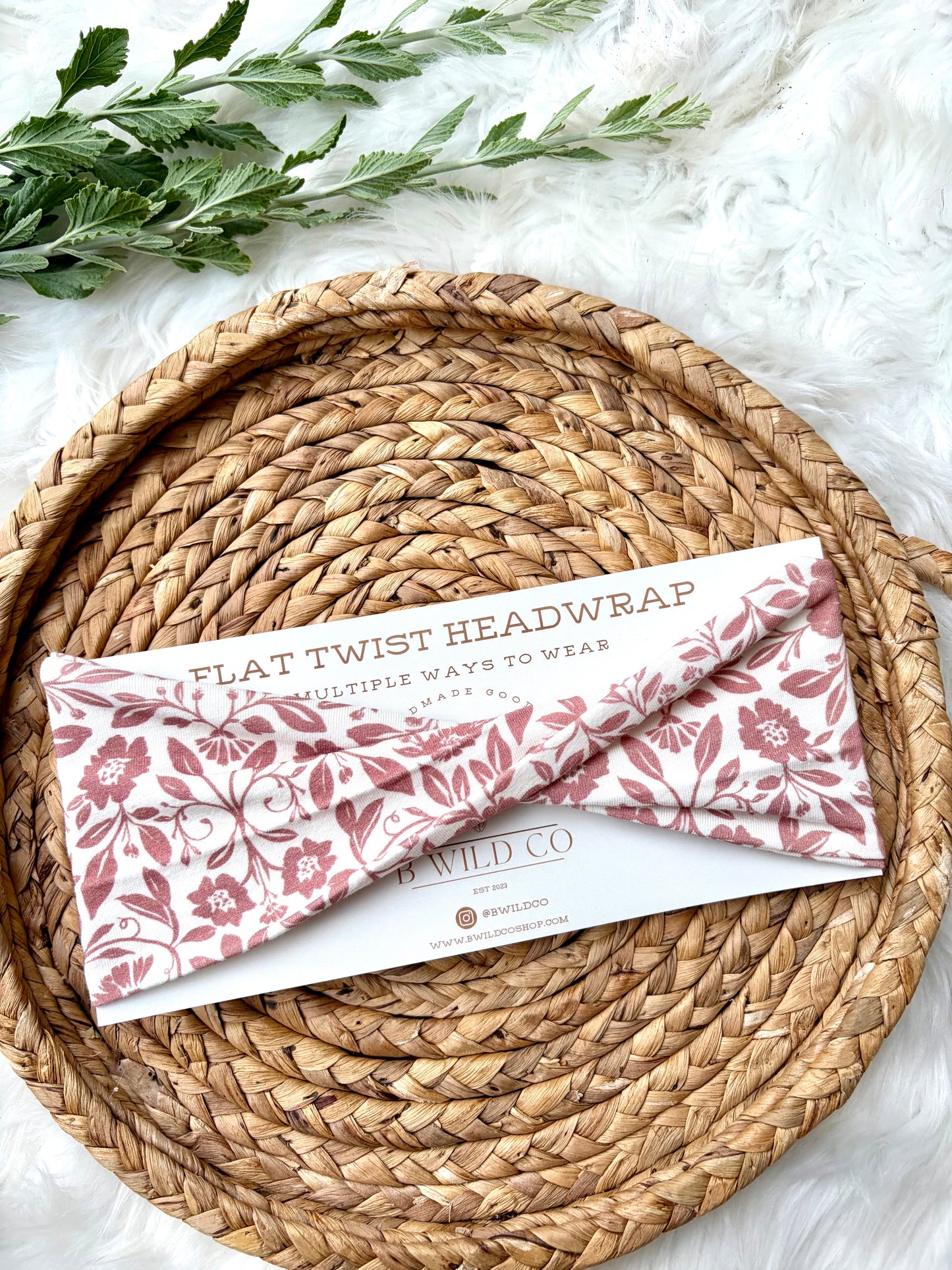 Mauve Floral Cotton Flat Twist