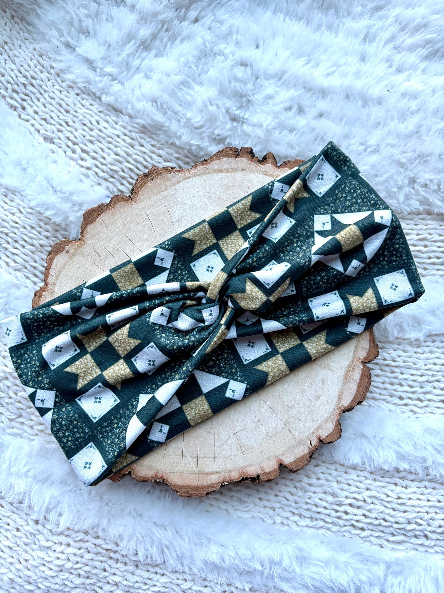 Dark Teal Patchy Quilt Front Knot