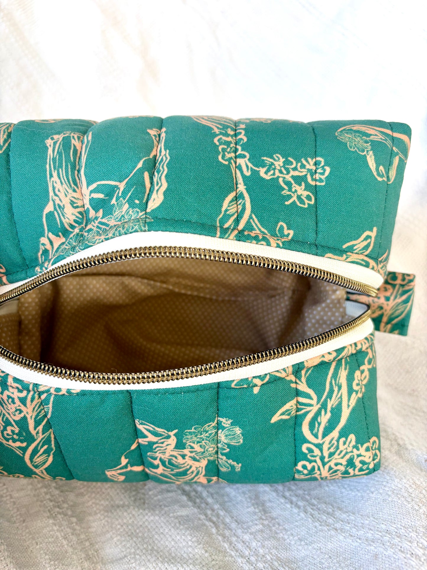 Forest Green Vintage Cowgirl Quilted Makeup Bag