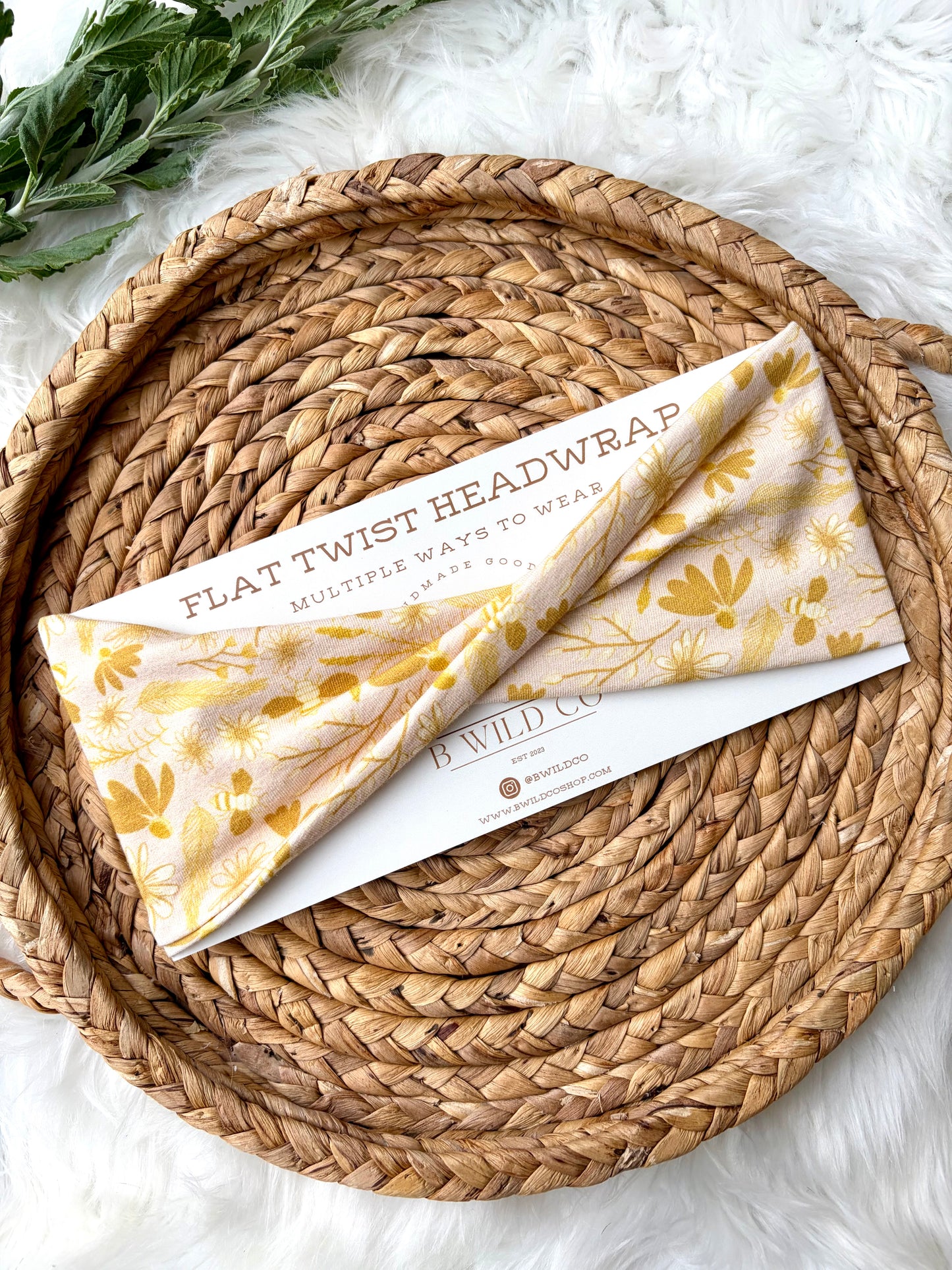 Honey Floral & Bees Cotton Flat Twist