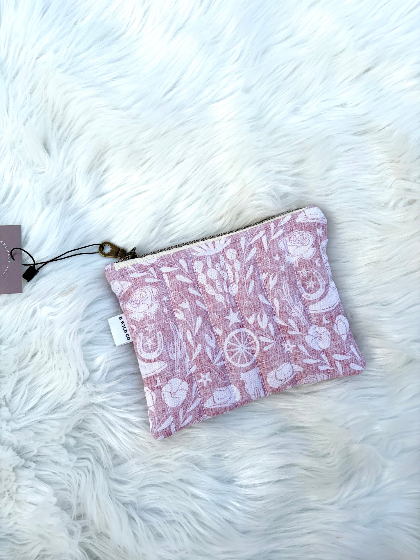 Pink Cowgirl Mashup Mini Quilted Zip Pouch