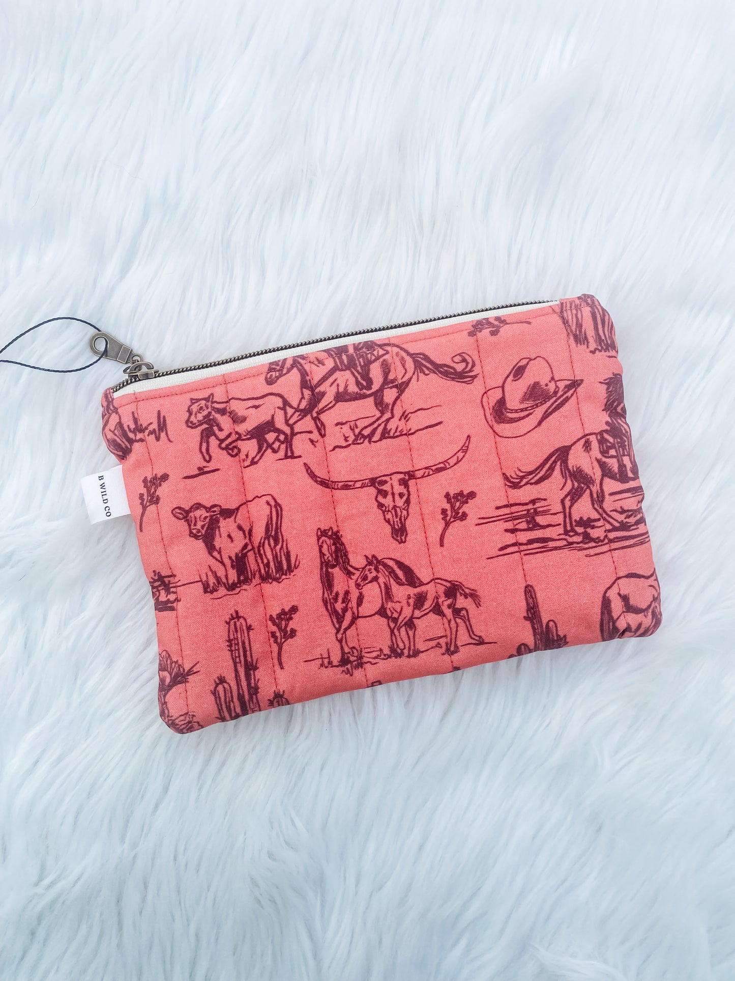 Rusty Pink Cowgirl Quilted Zip Pouch