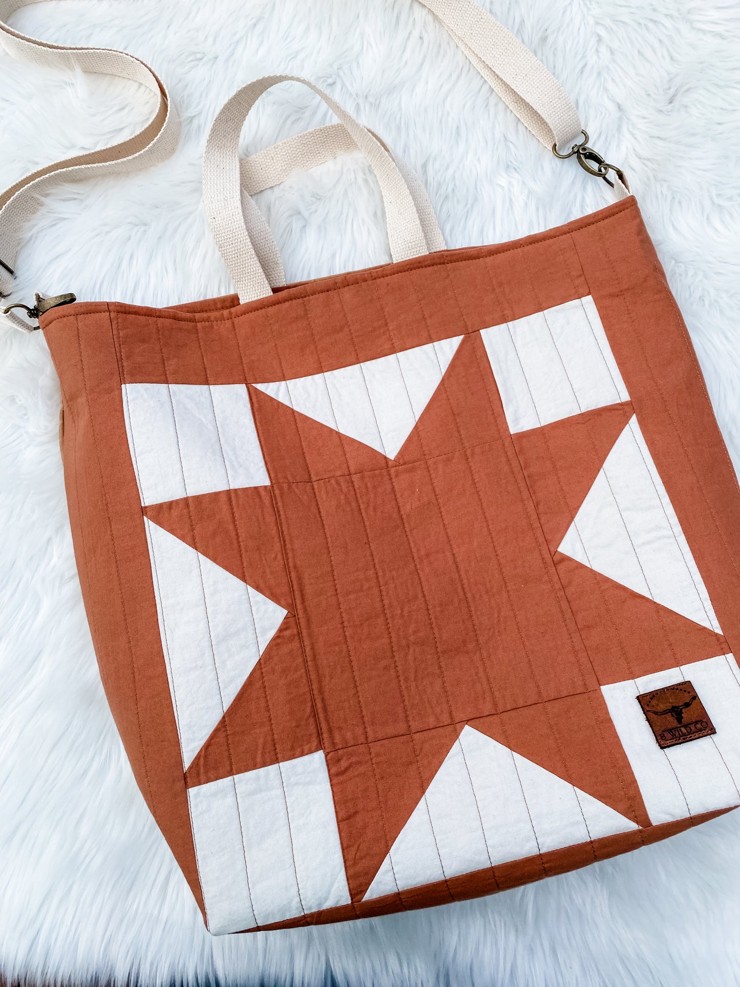Quilted Sawtooth Rusty Slouch Bag