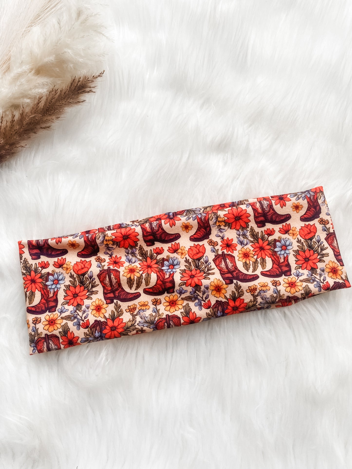 Vintage Floral Cowgirl Boot Flat Band