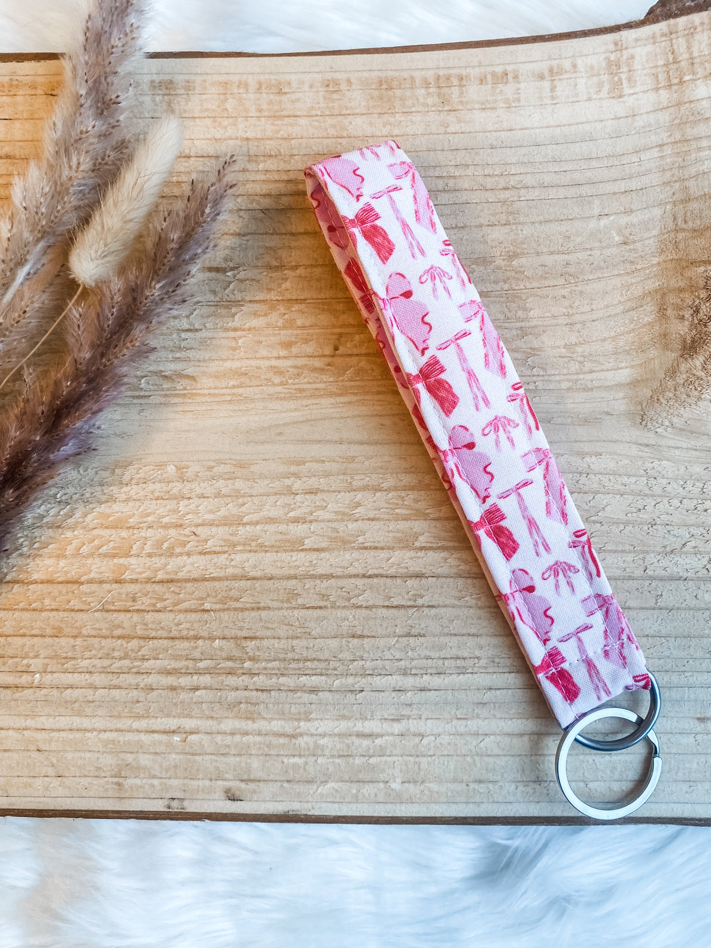 Pink Bows Keychain Wristlet