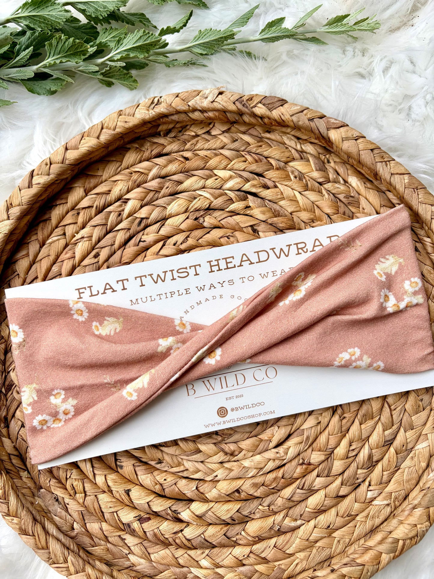 Dusty Pink Daisy Cotton Flat Twist