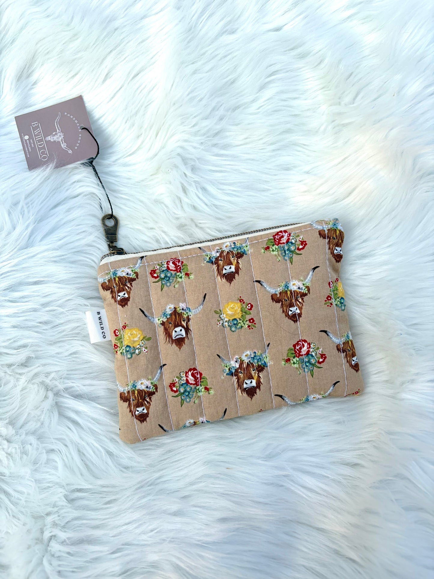 Highlands and Flowers Mini Quilted Zip Pouch