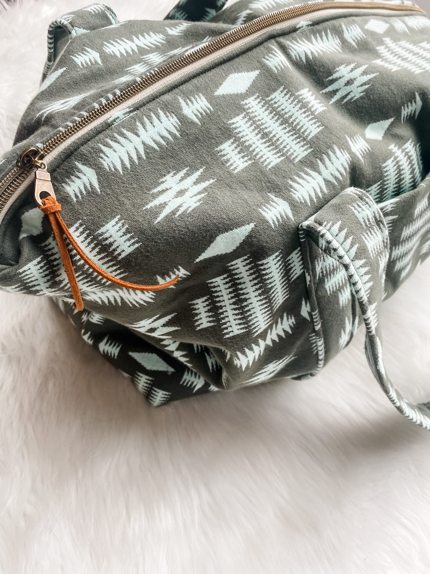 Dark Sage Green and Mint Geo Carry-All Tote