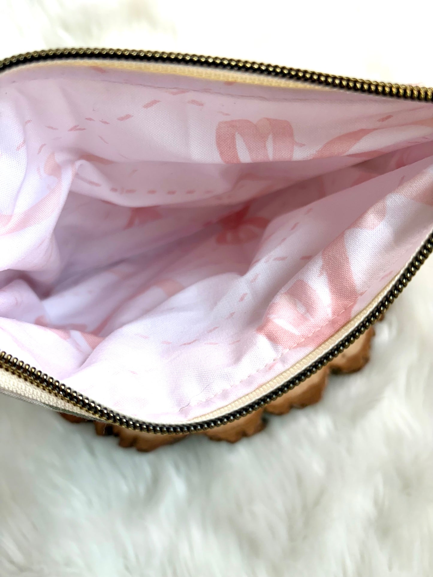Floral Bow Quilted Zip Pouch