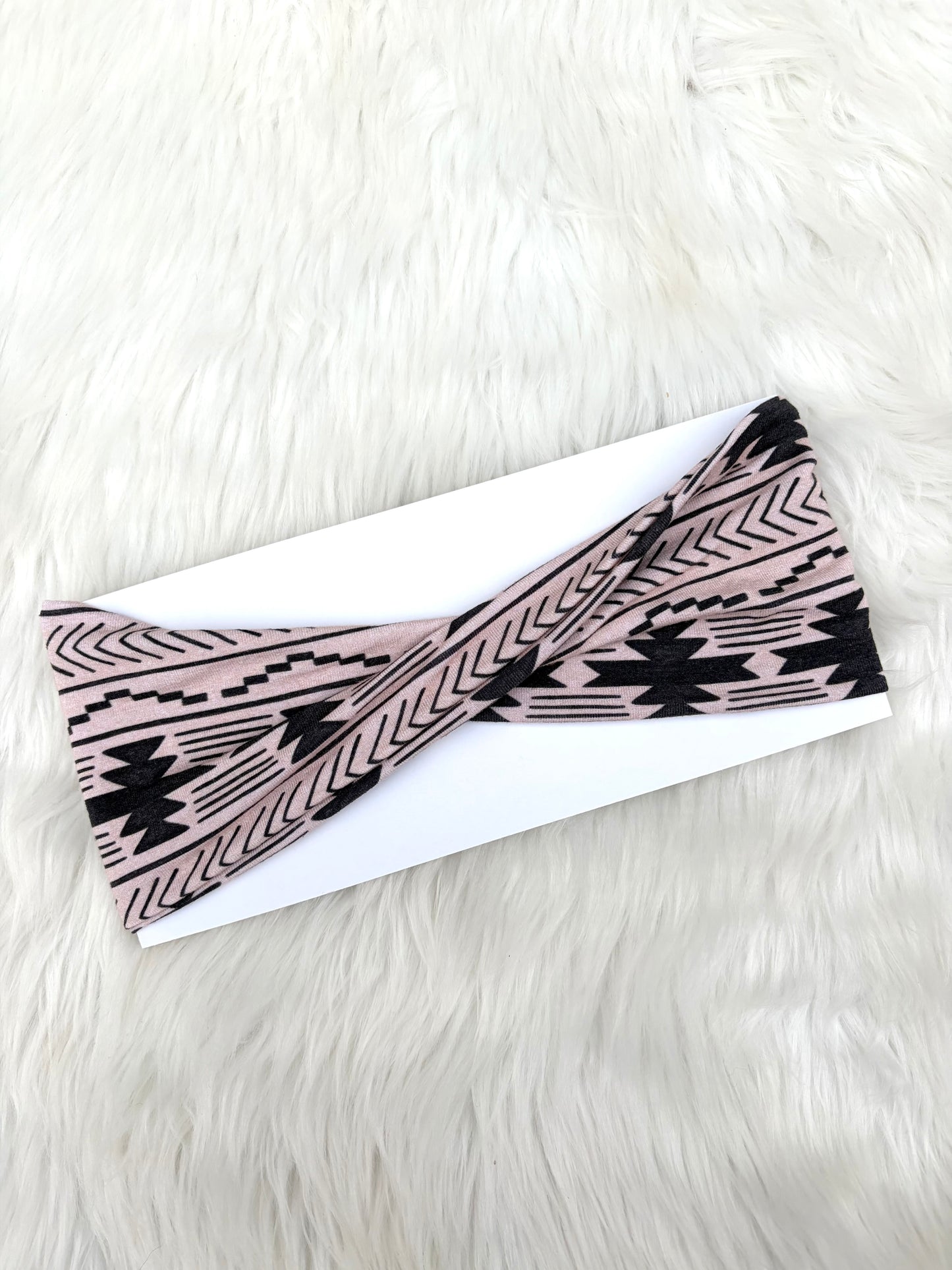 Black and Cream Geo Print Bamboo Flat Twist