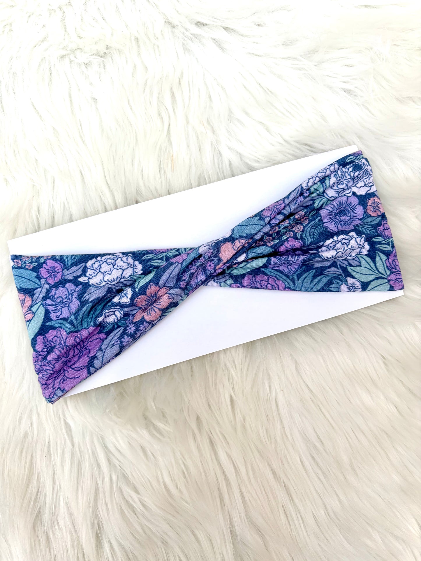 Moody Blue Floral Bamboo Flat Twist