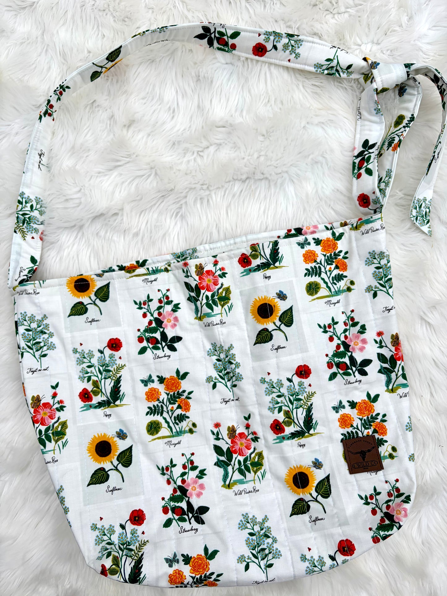 Flower Garden Quilted Slouchy Tie Bag