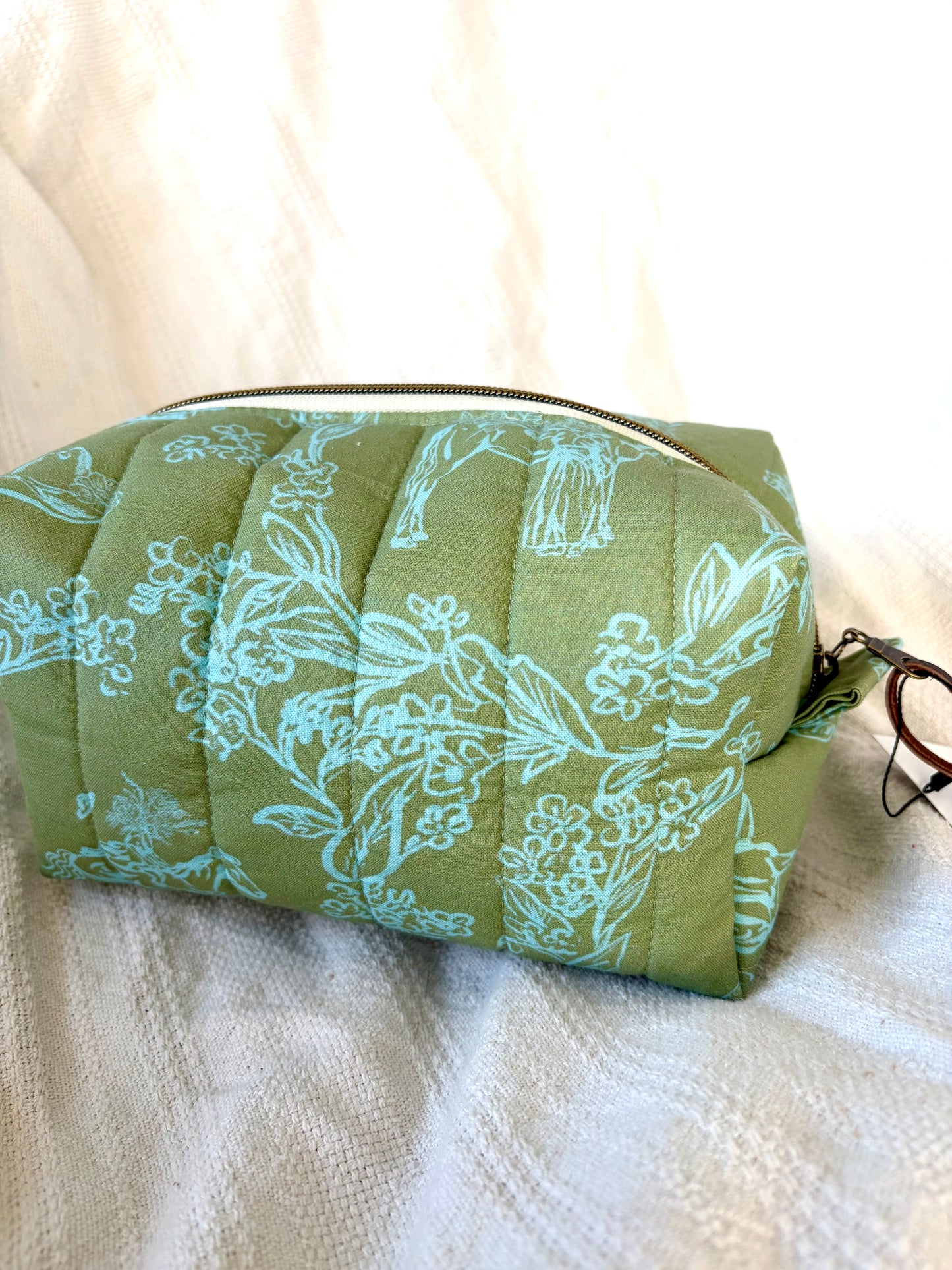 Light Green Vintage Cowgirl Quilted Makeup Bag