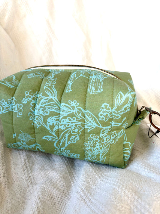 Light Green Vintage Cowgirl Quilted Makeup Bag