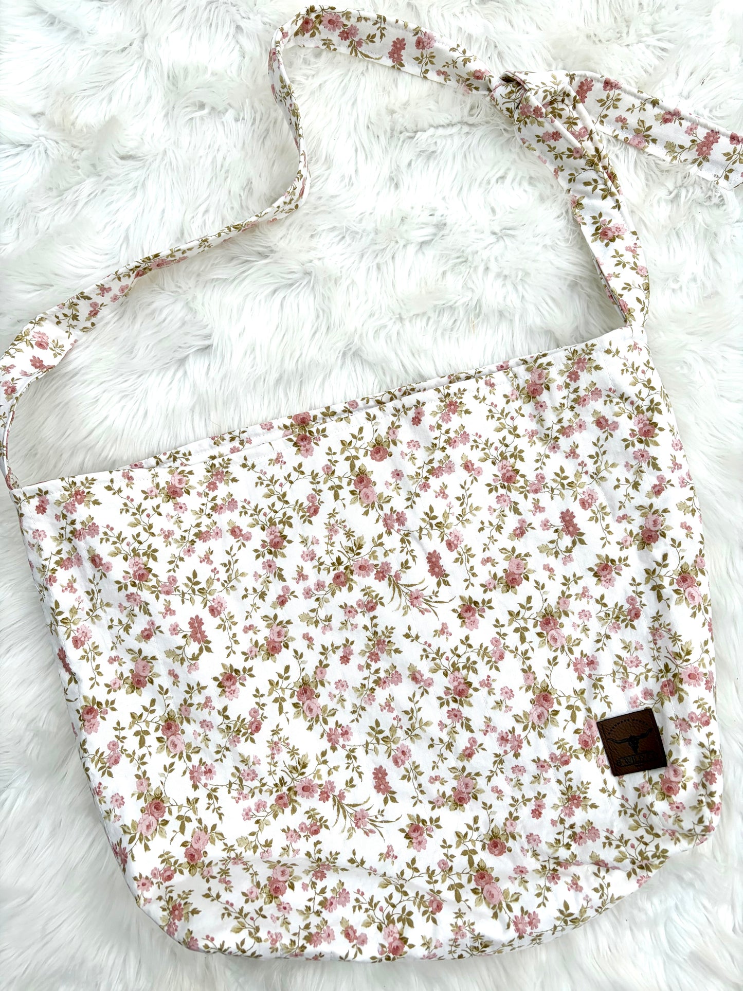 Dainty Floral Quilted Slouchy Tie Bag