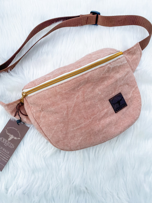Pink Washed Canvas Belt Bag