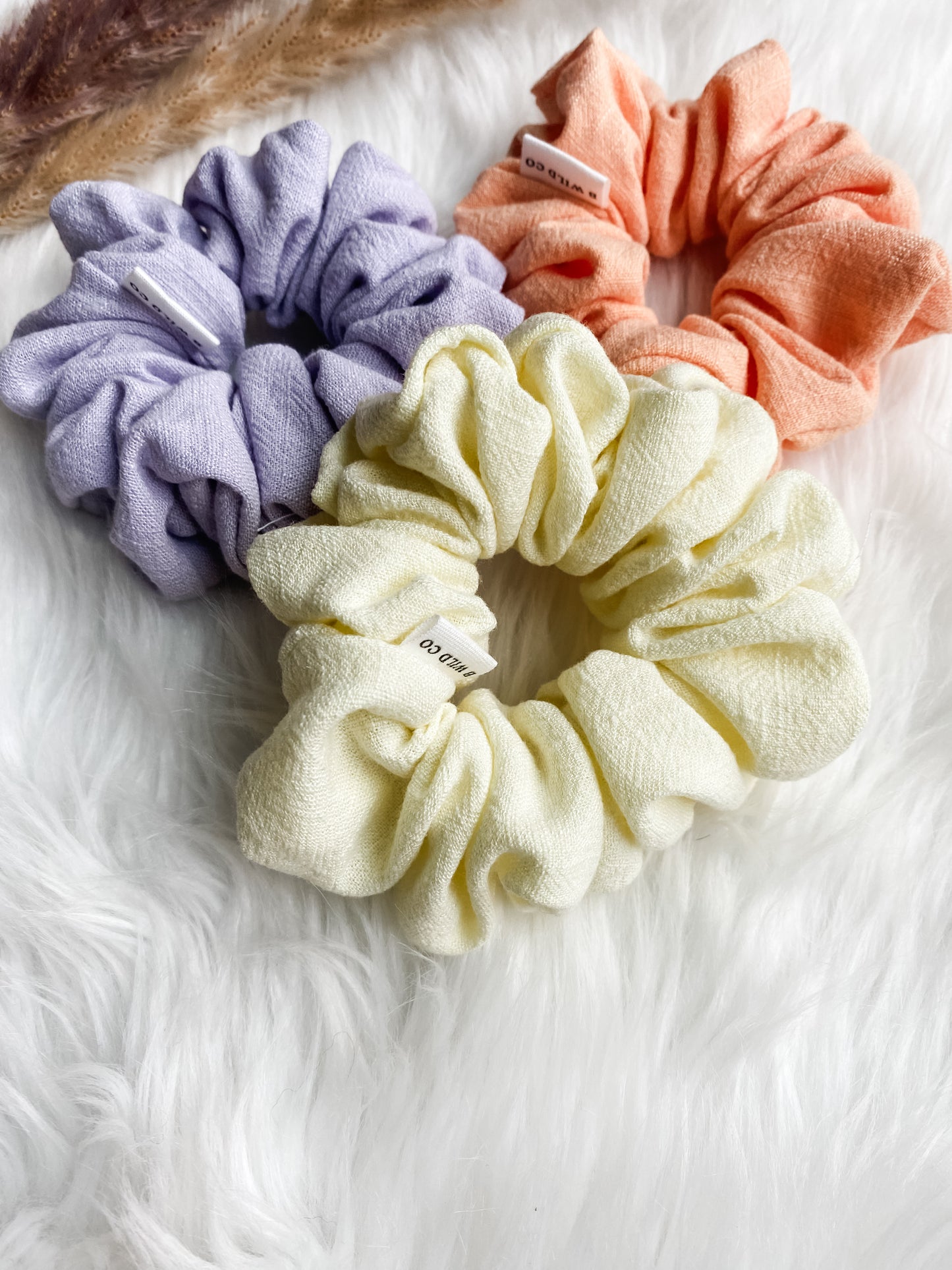 Pastel Linen Blend Fluffy Scrunchie