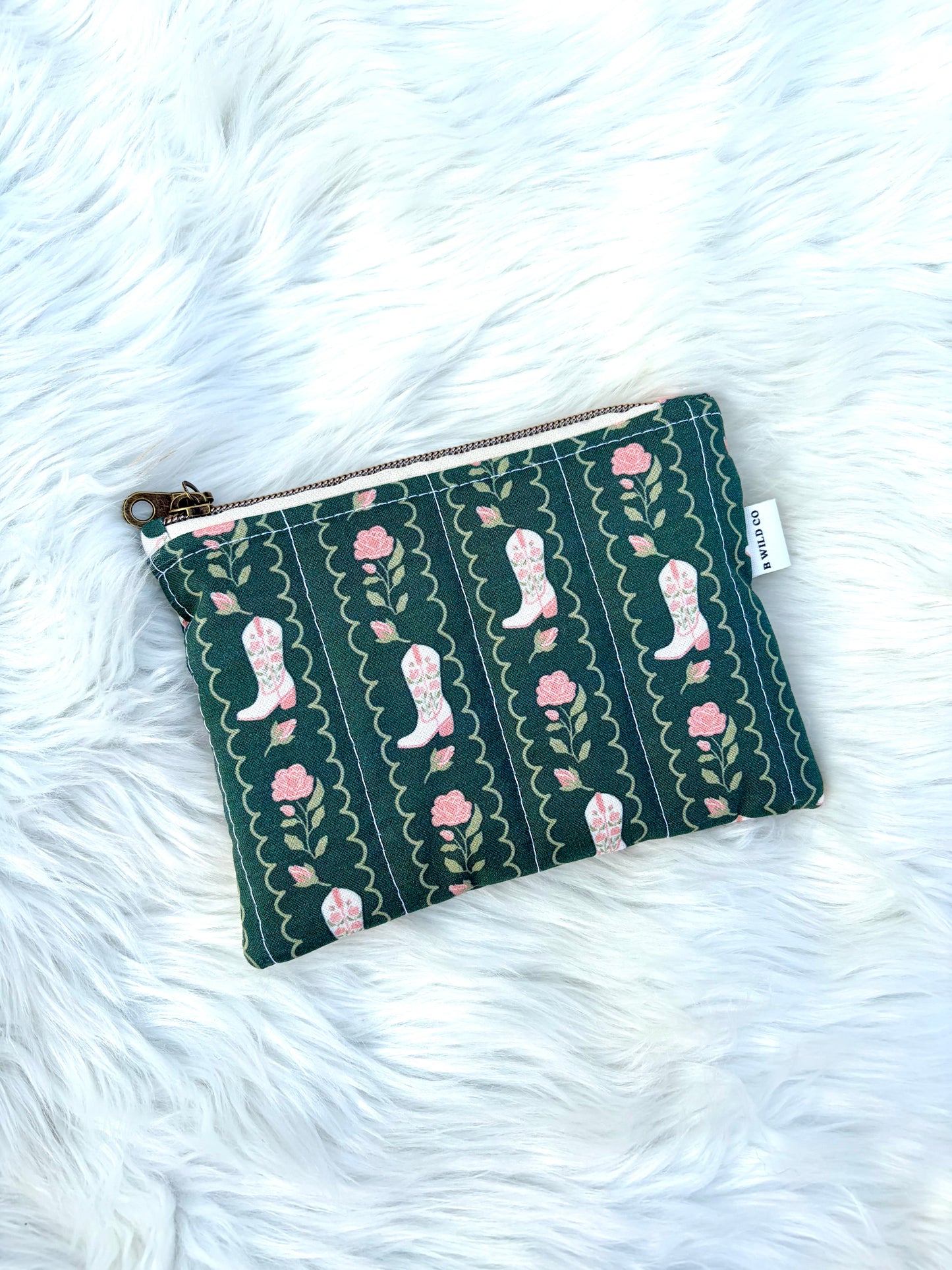 Cowgirls Floral Mini Quilted Zip Pouch