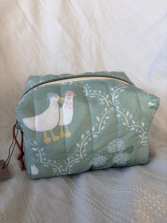 Cottage Goose Quilted Makeup Bag