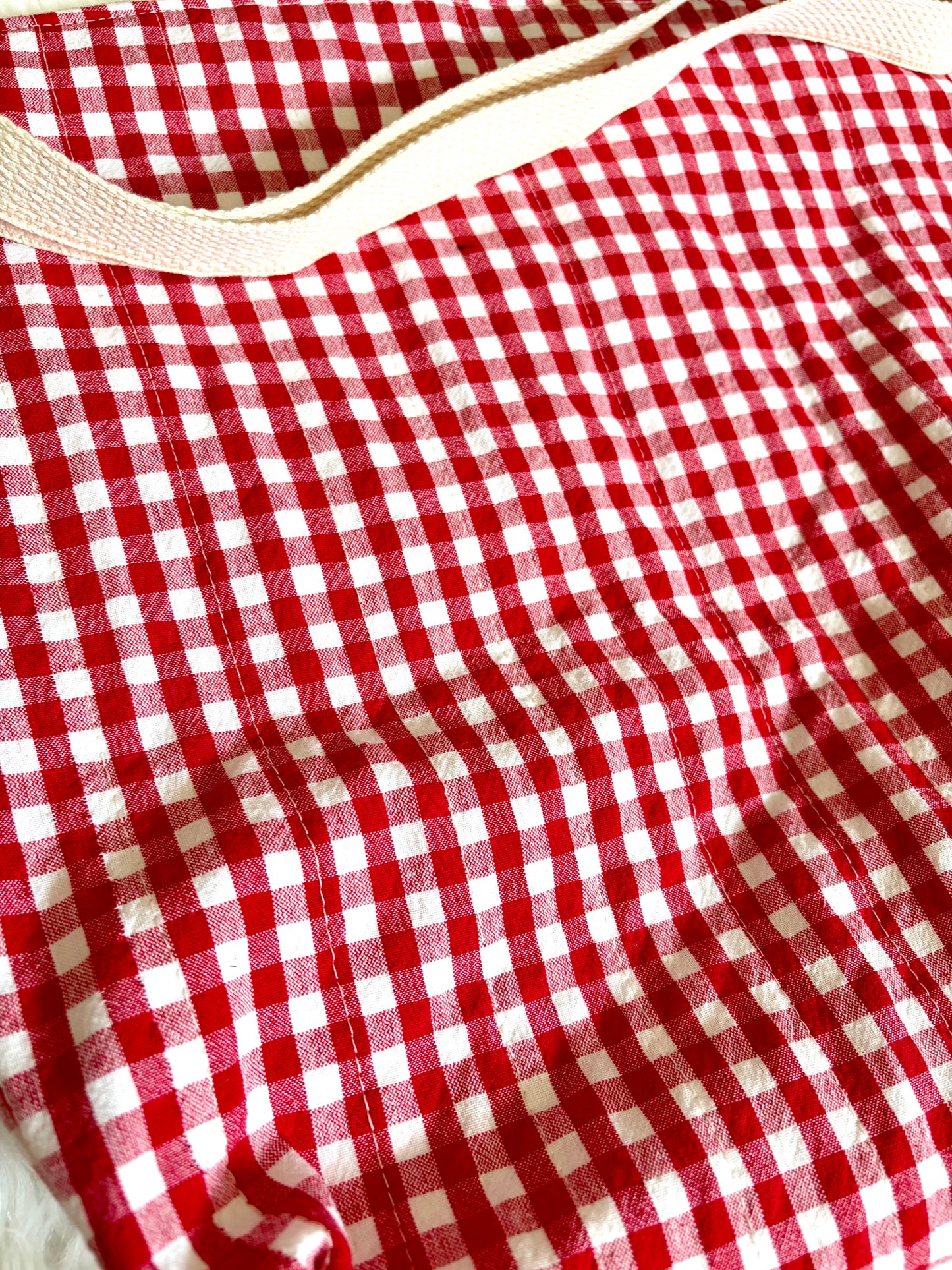 Red Gingham Quilted Star Slouchy Bag