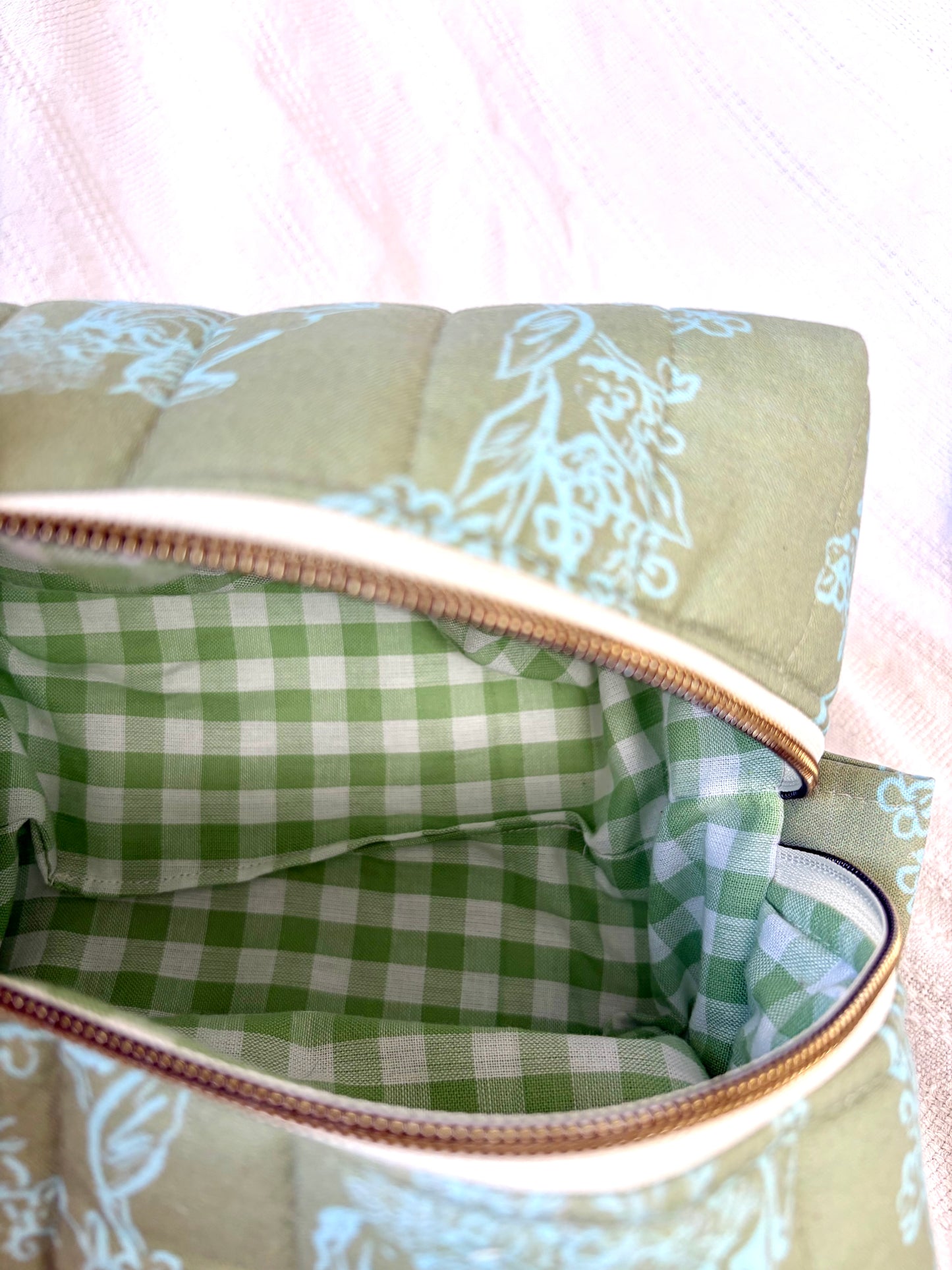 Light Green Vintage Cowgirl Quilted Makeup Bag