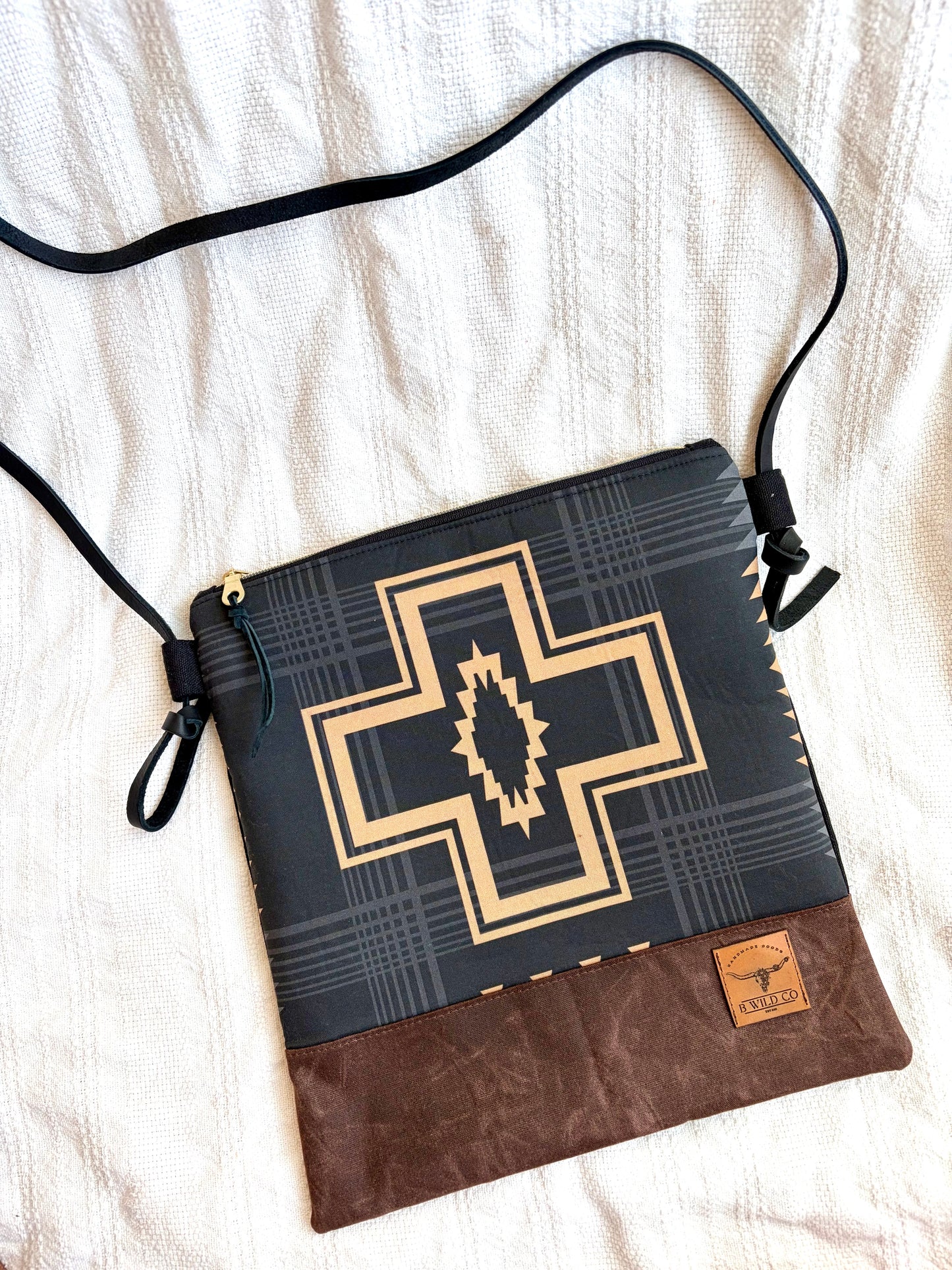 Black Aztec Crossbody Purse