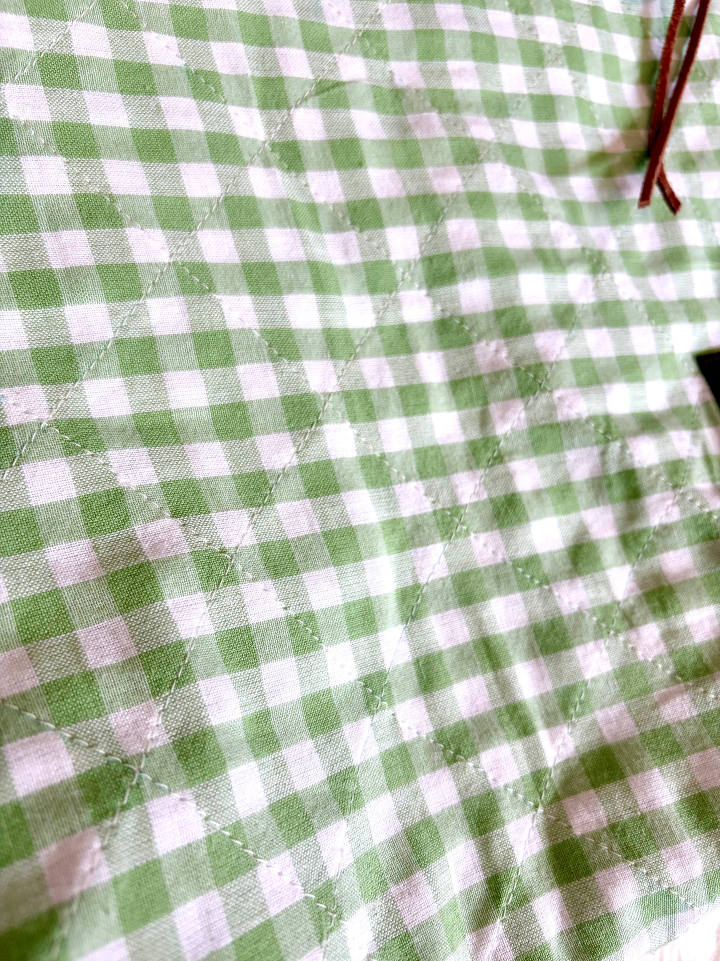 Minty Gingham Quilted Slouchy Bag