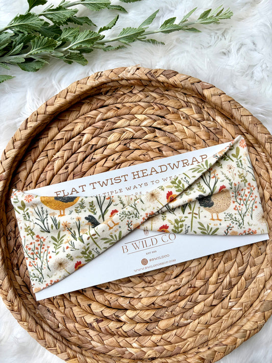 Chickens & Wildflowers Cotton Flat Twist