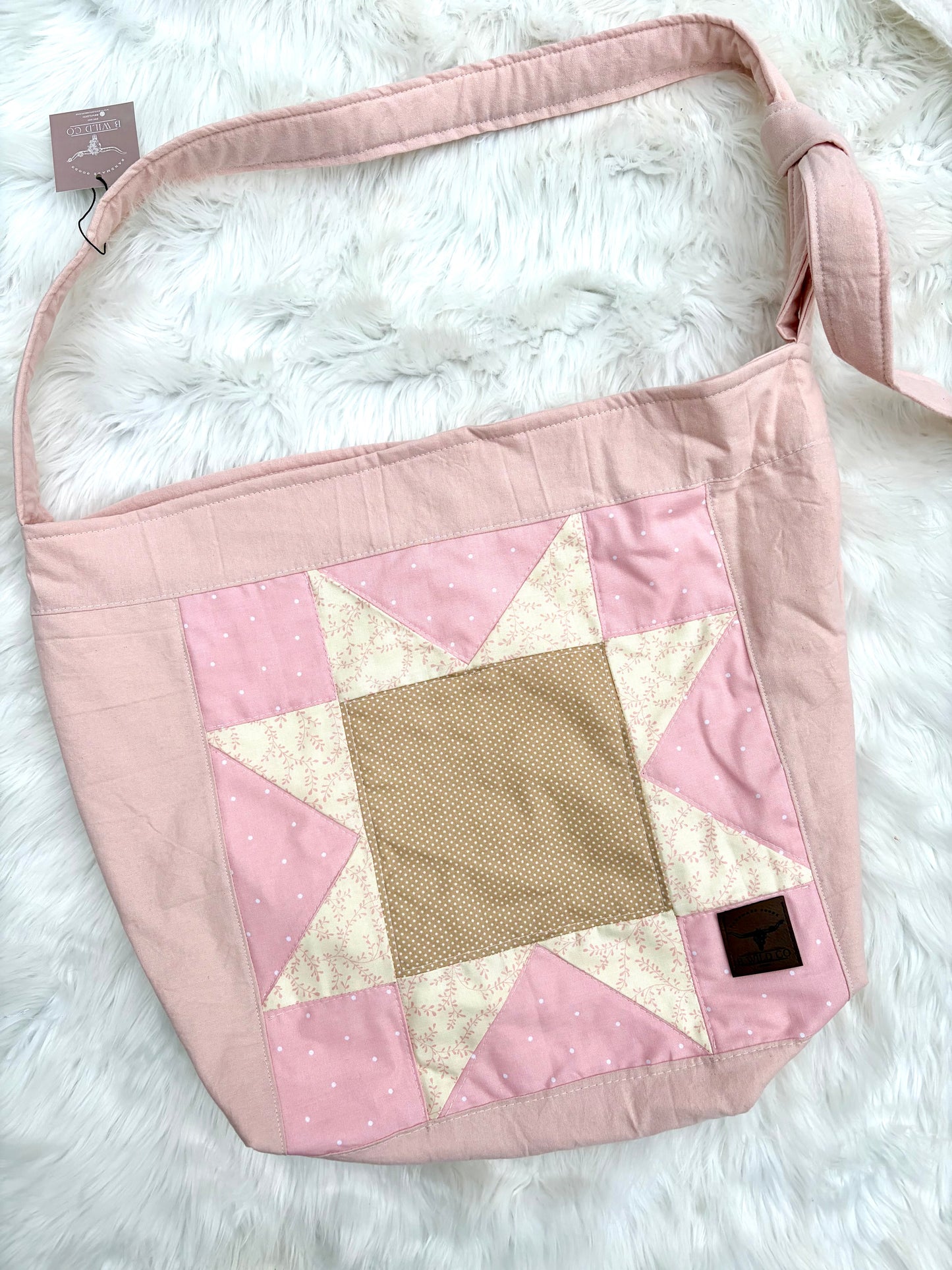 Pink Prairie Quilted Slouchy Tie Bag