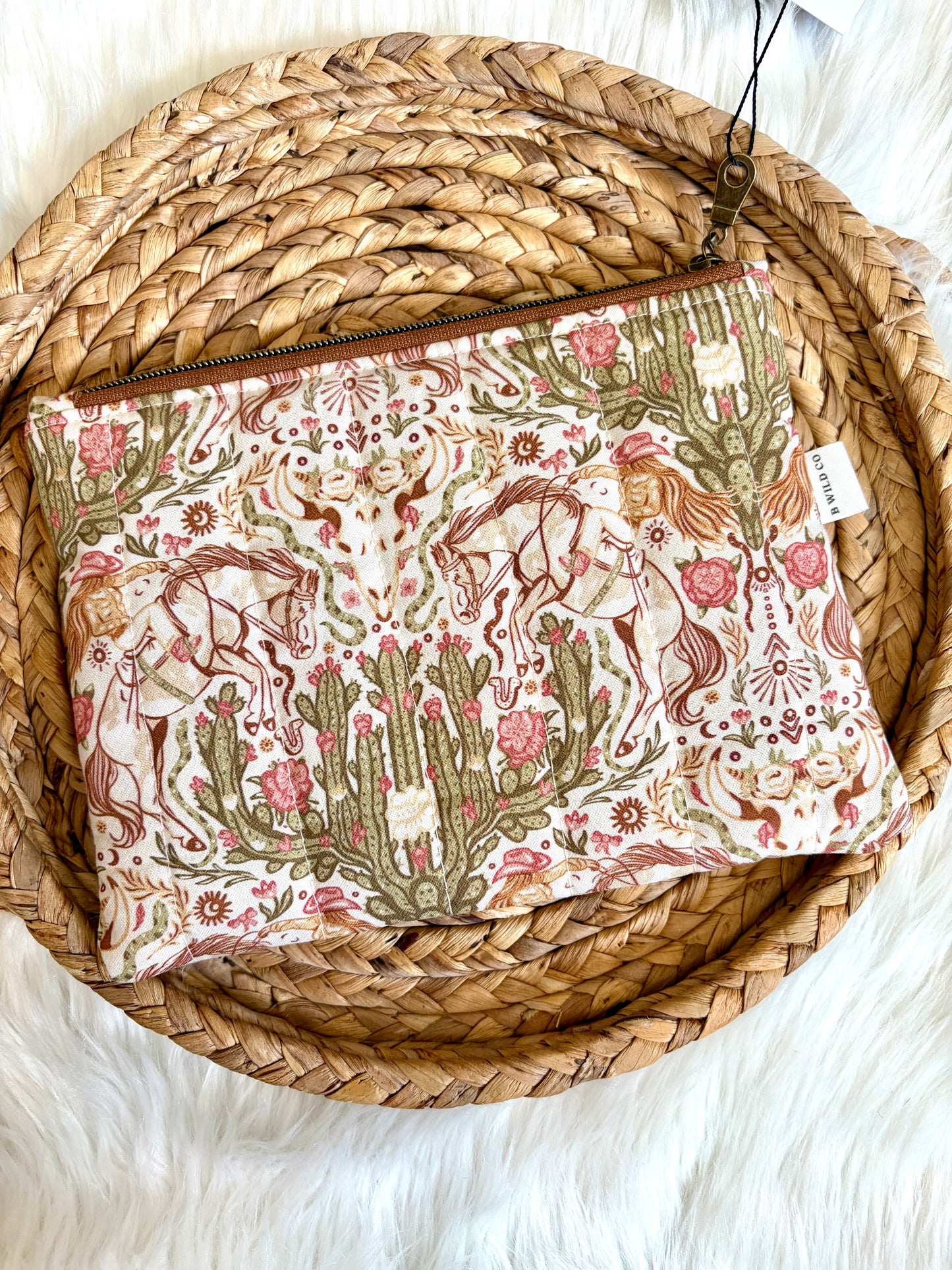 Boho Southwestern Cowgirl Quilted Zip Pouch