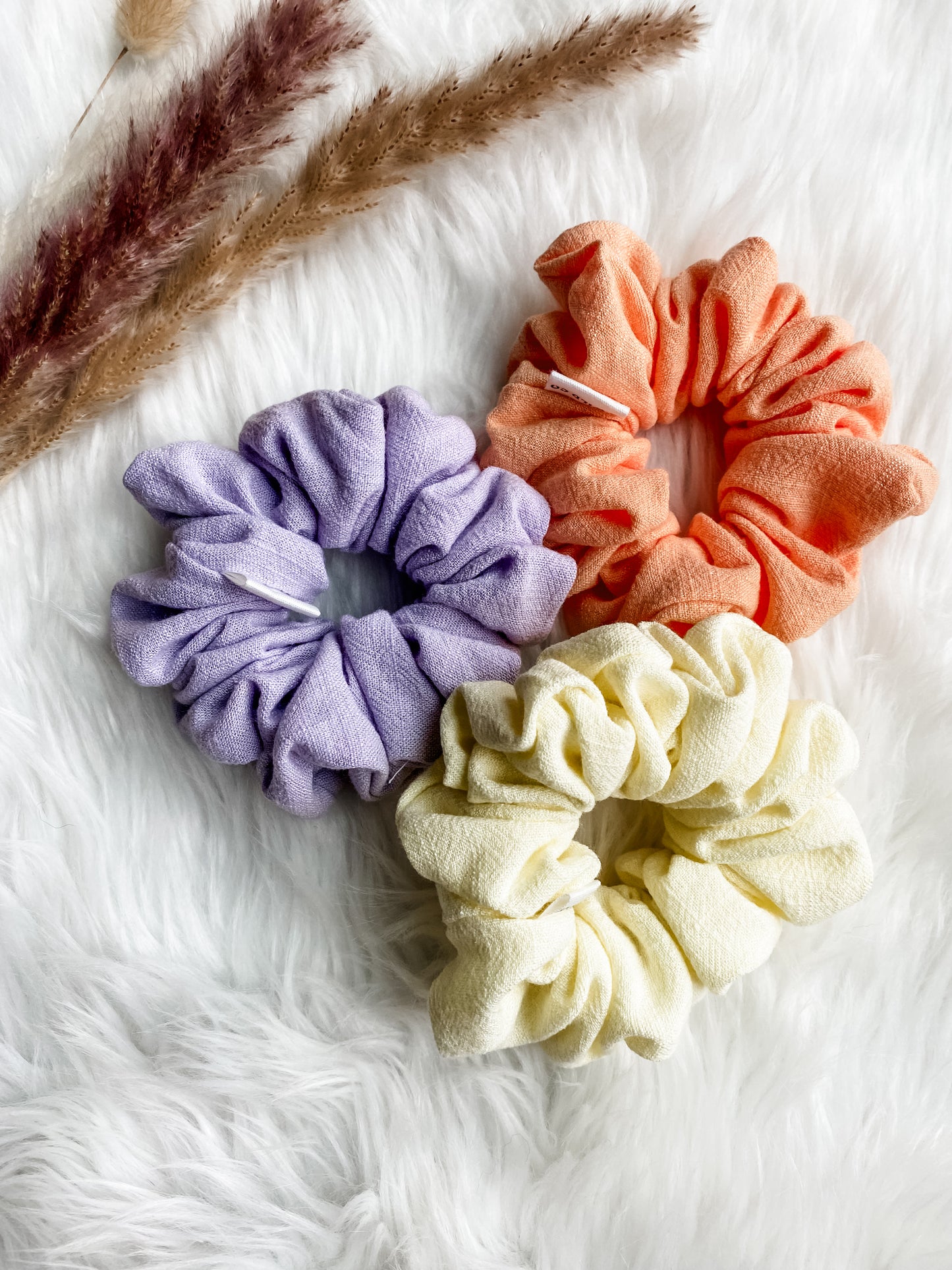 Pastel Linen Blend Fluffy Scrunchie