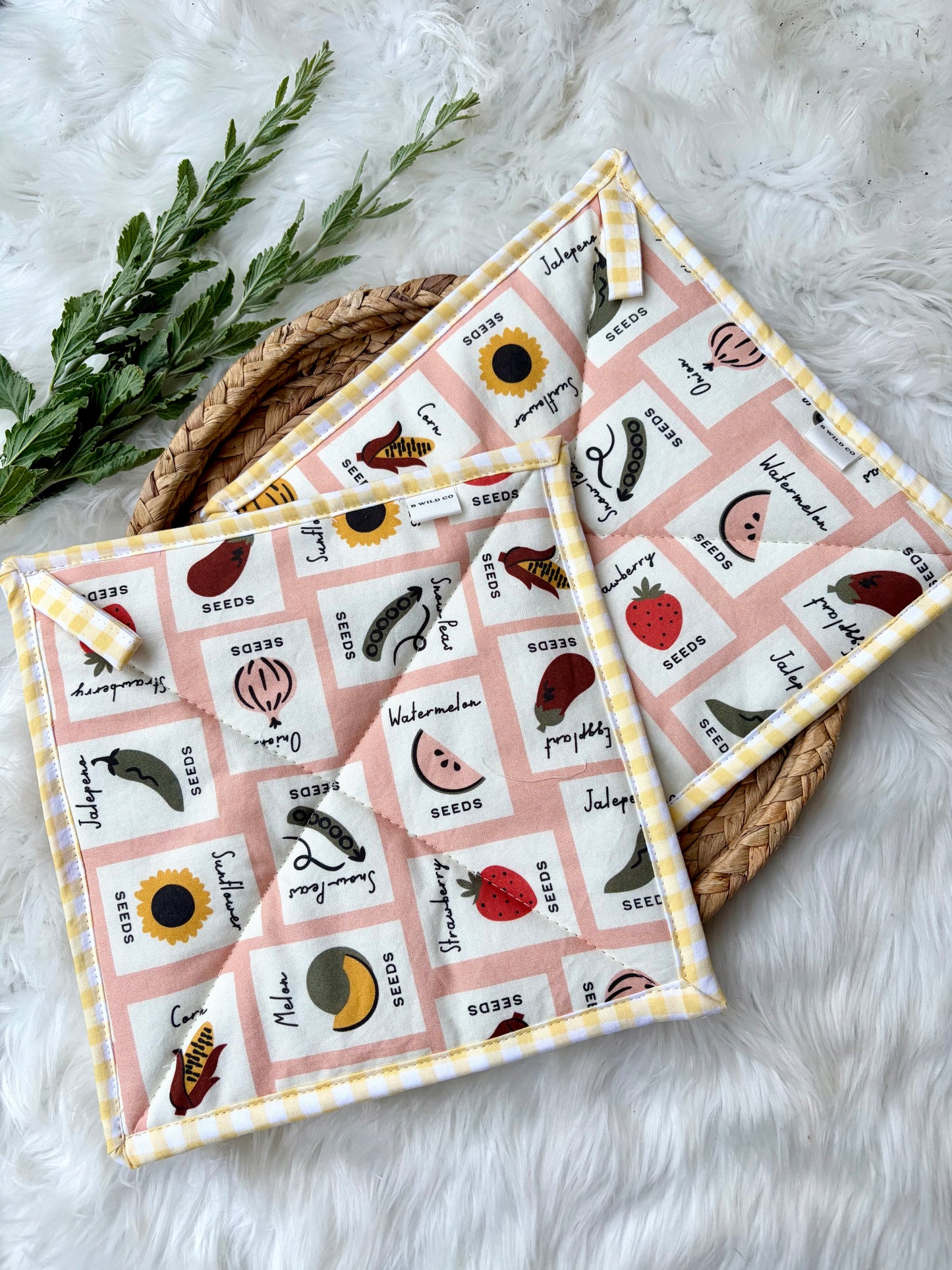 Seed Packet Quilted Potholders (set of 2)