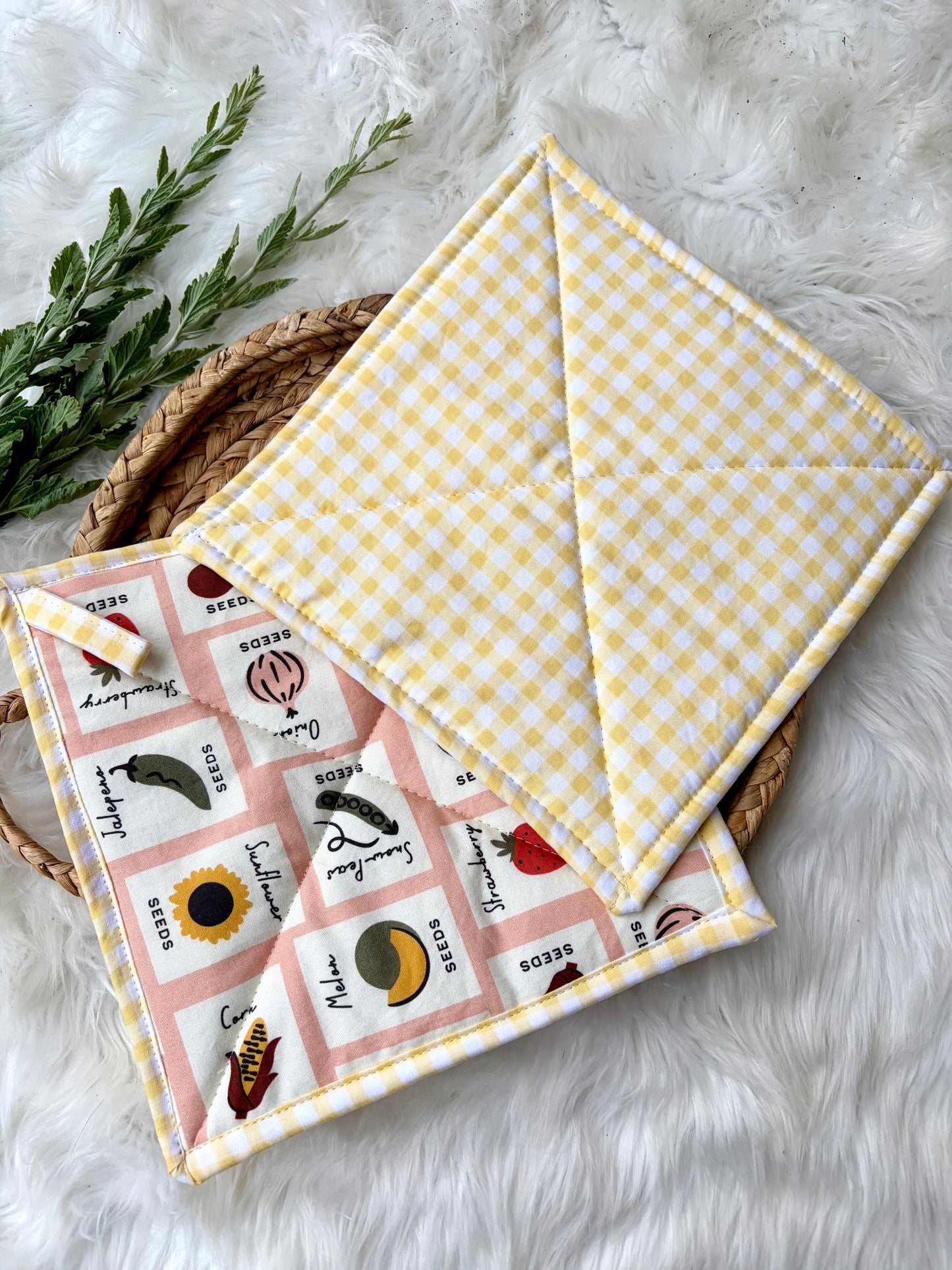 Seed Packet Quilted Potholders (set of 2)