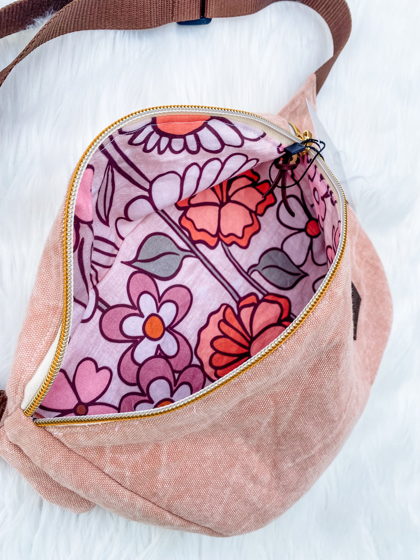 Pink Washed Canvas Belt Bag