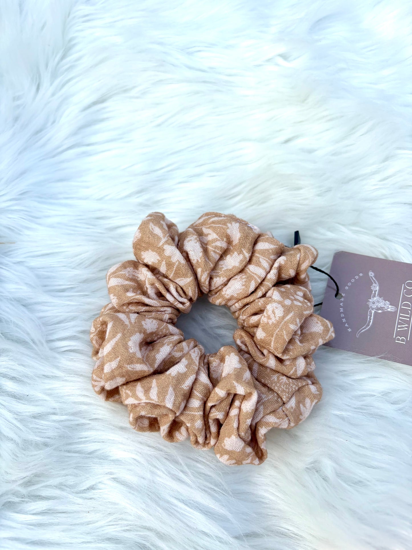Caramel Floral Scrunchie