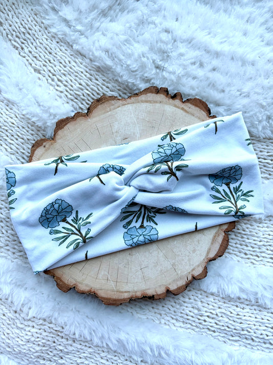 Blue Marigolds Front Knot