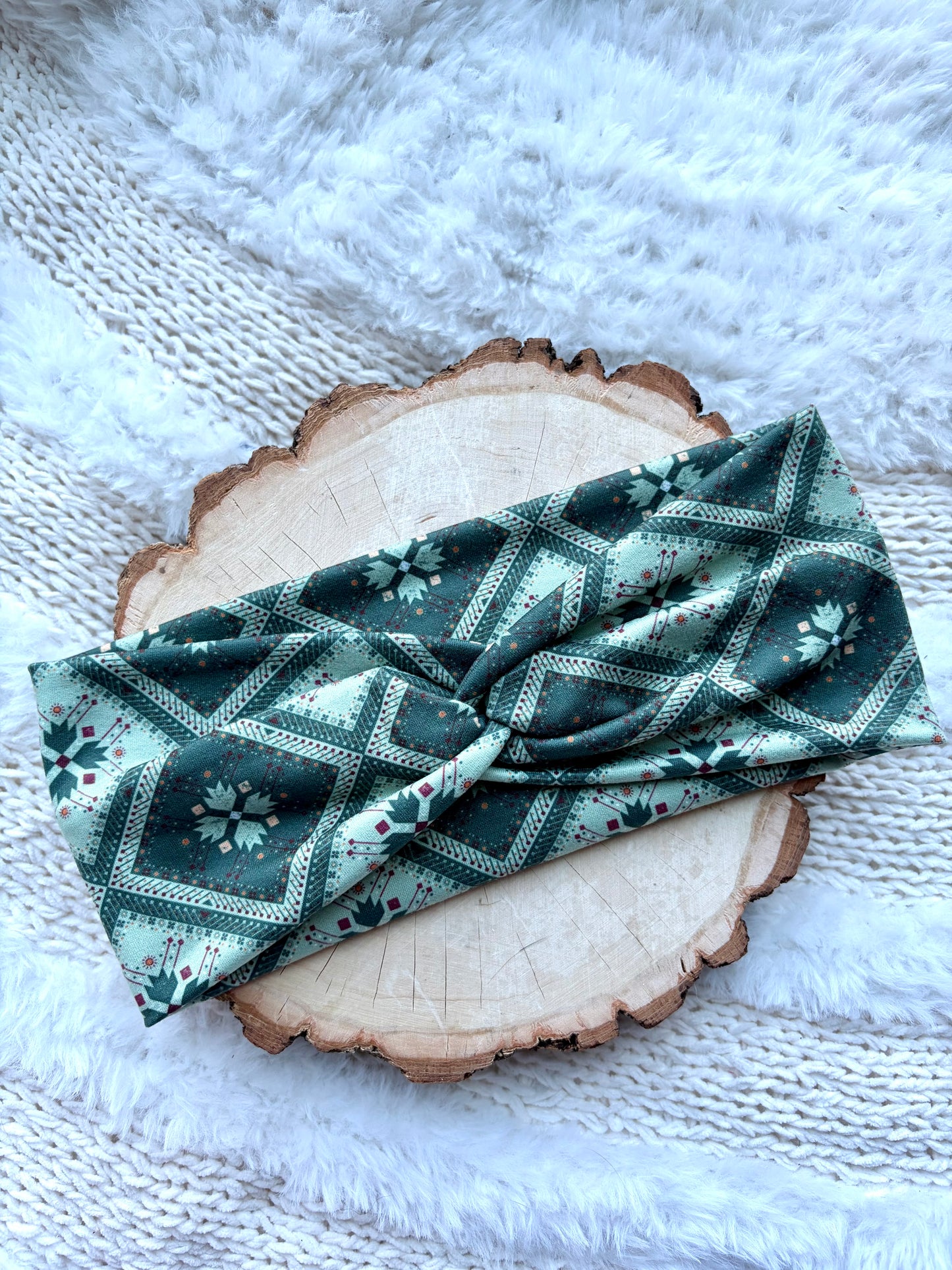 Dark Green Quilty Bandana Front Knot