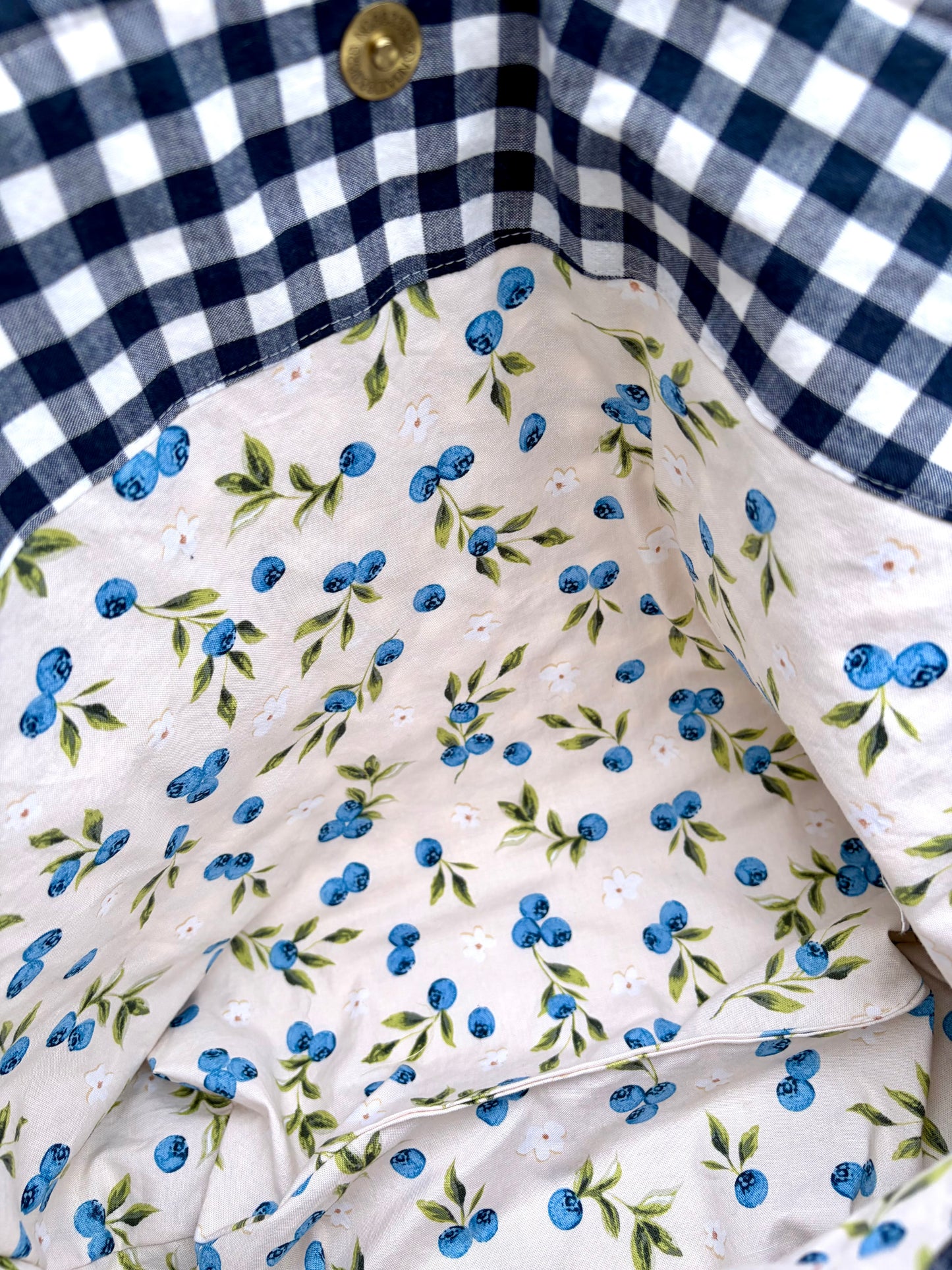 Americana Blue Gingham Quilted Slouchy Tie Bag
