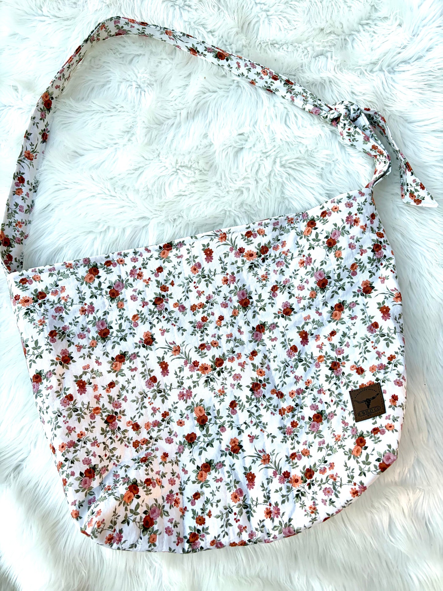 Vintage Floral Quilted Slouchy Tie Bag