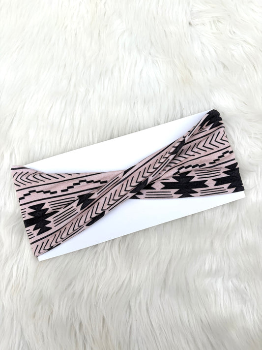 Black and Cream Geo Print Bamboo Flat Twist