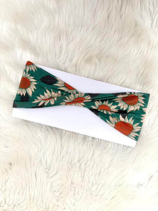 Dark Teal Sunflower Bamboo Flat Twist