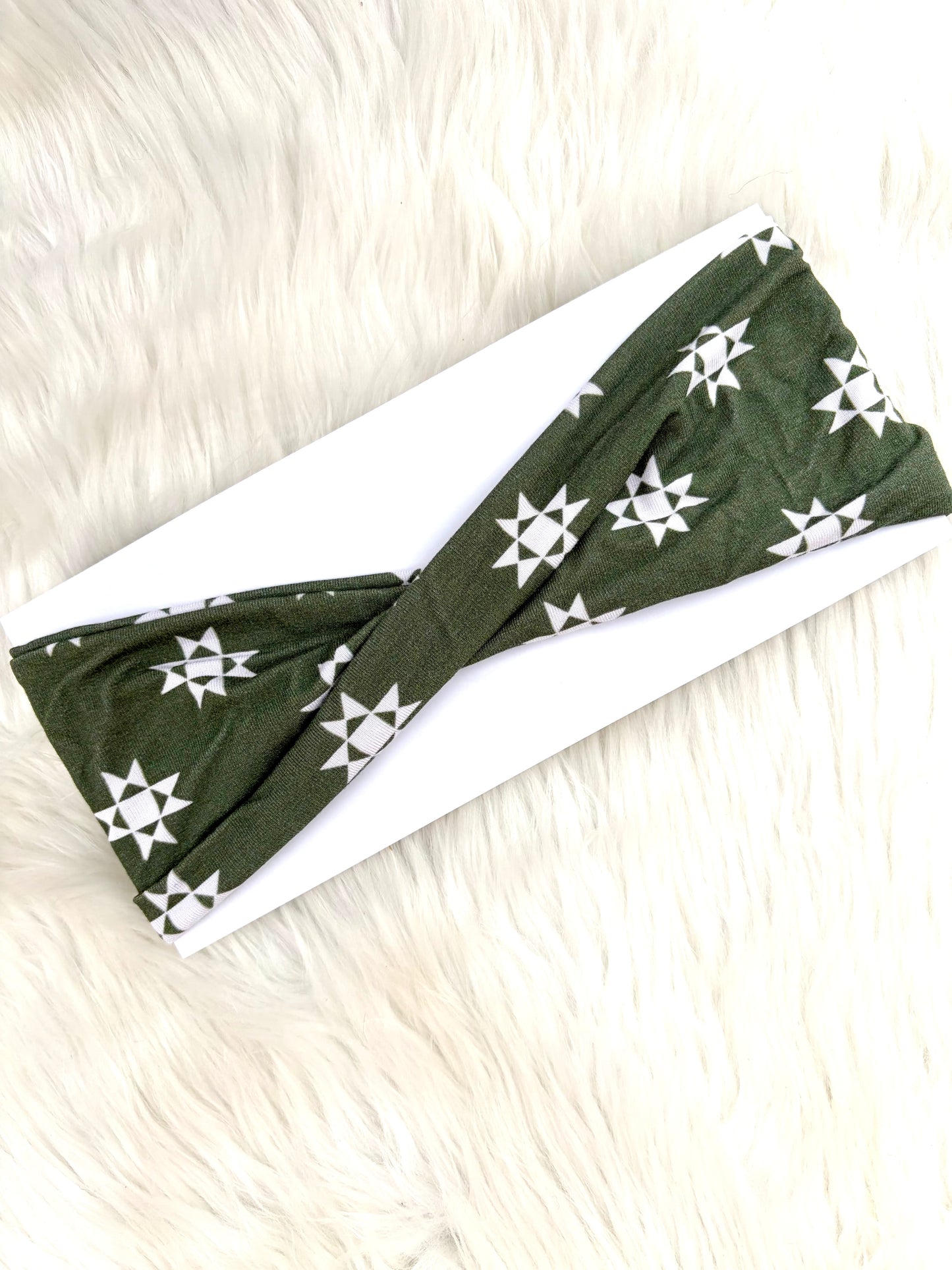 Dark Green Quilt Star Bamboo Flat Twist