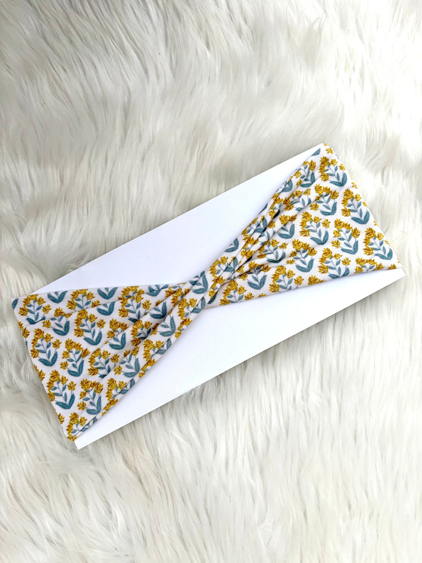 Block Print Floral Bamboo Flat Twist